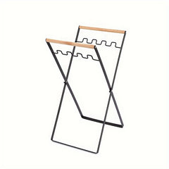 Foldable Portable Outdoor Garbage Rack with Wooden Handle