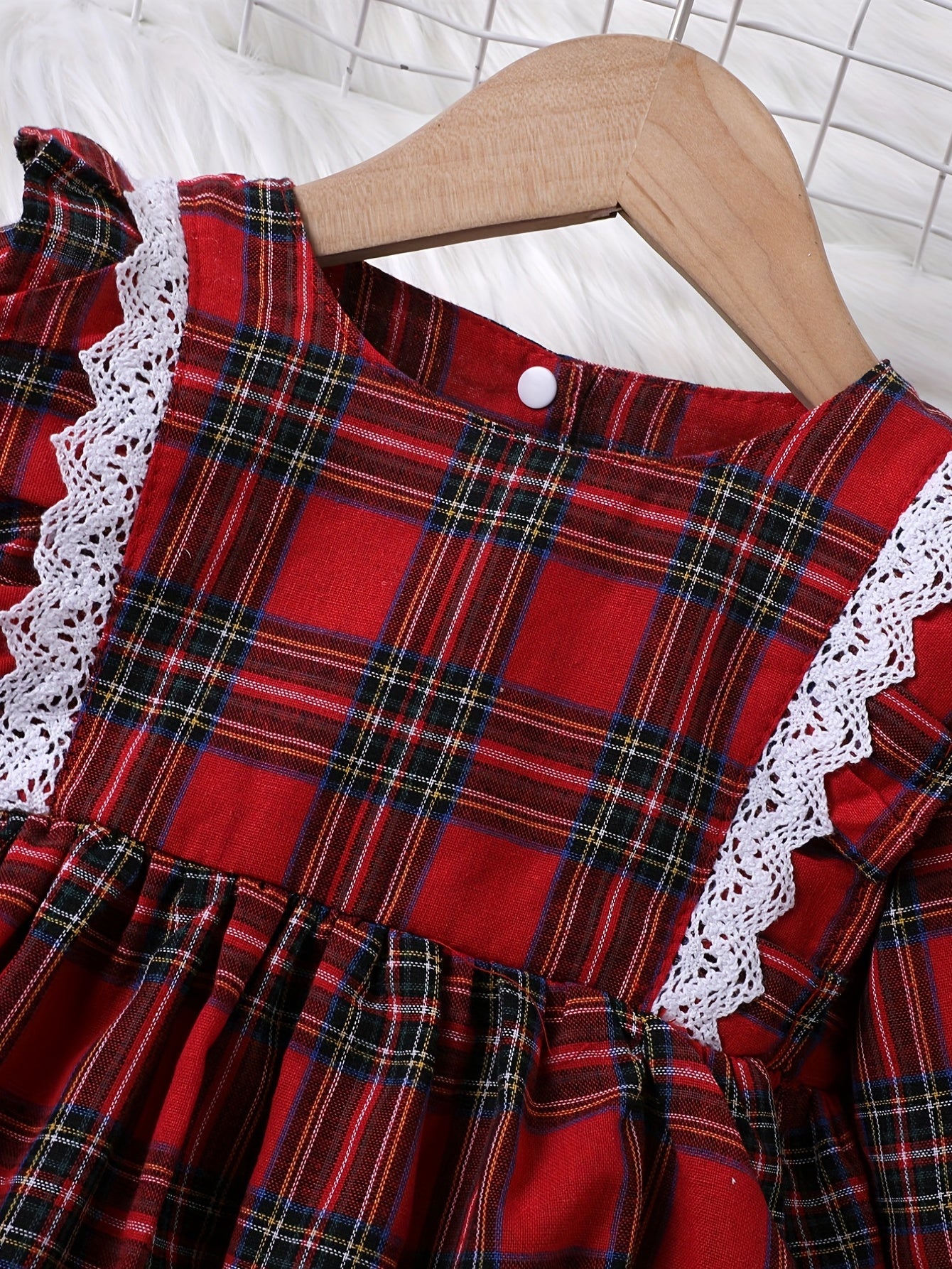 Baby Girl Christmas Plaid Dress Long Sleeve Pleated Casual Dress