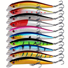 10pcs Minnow Bass Fishing Lures Kit Trout Catfish Musky Bluegill Crankbait