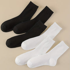 6 Pairs Comfy Mid Tube Solid Socks Women's Stockings & Hosiery