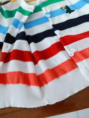 Stripe Print Boys Pullover Sweater Long Sleeve Crew Neck Top