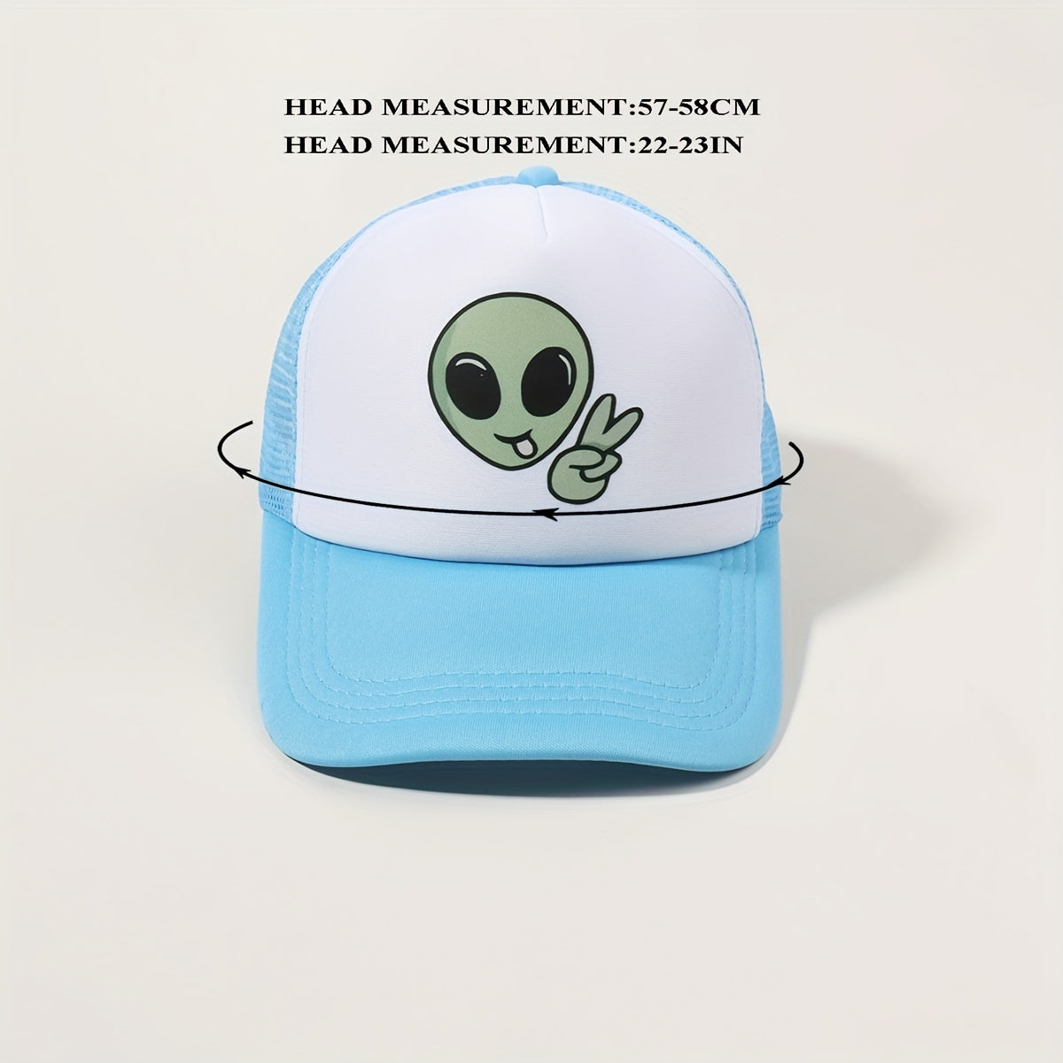 Alien Print Baseball Cap Mesh Trucker Hat Casual Adjustable Sunscreen Sports Hat
