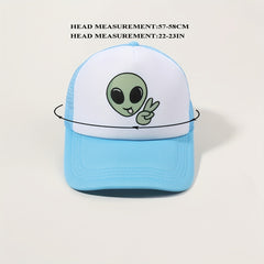 Alien Print Baseball Cap Mesh Trucker Hat Casual Adjustable Sunscreen Sports Hat