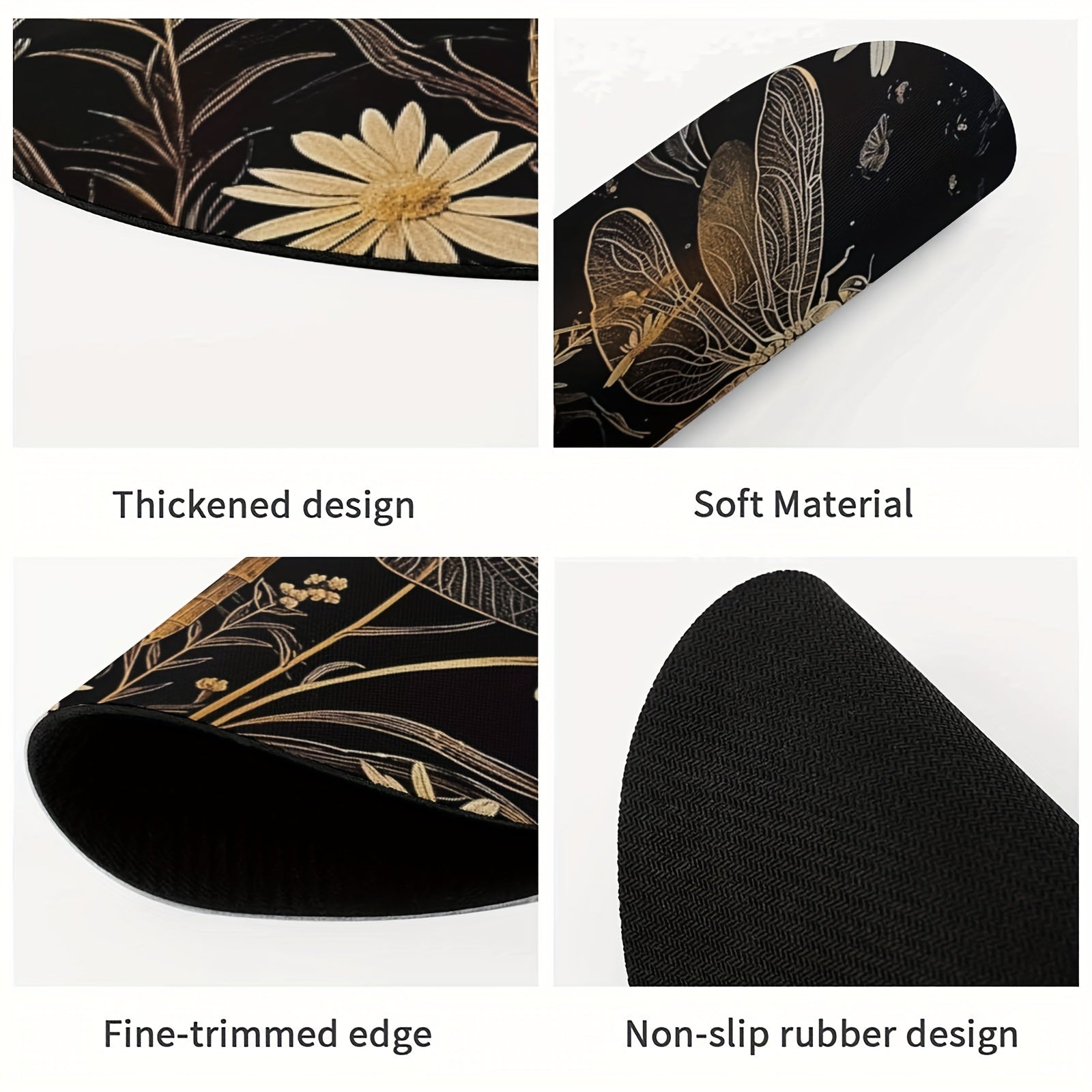 Retro Dragonfly Round Mouse Pad Non-slip Rubber Base