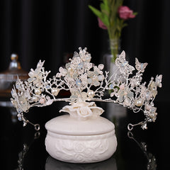 Butterfly Crown Flower Rhinestone Tiara for Women
