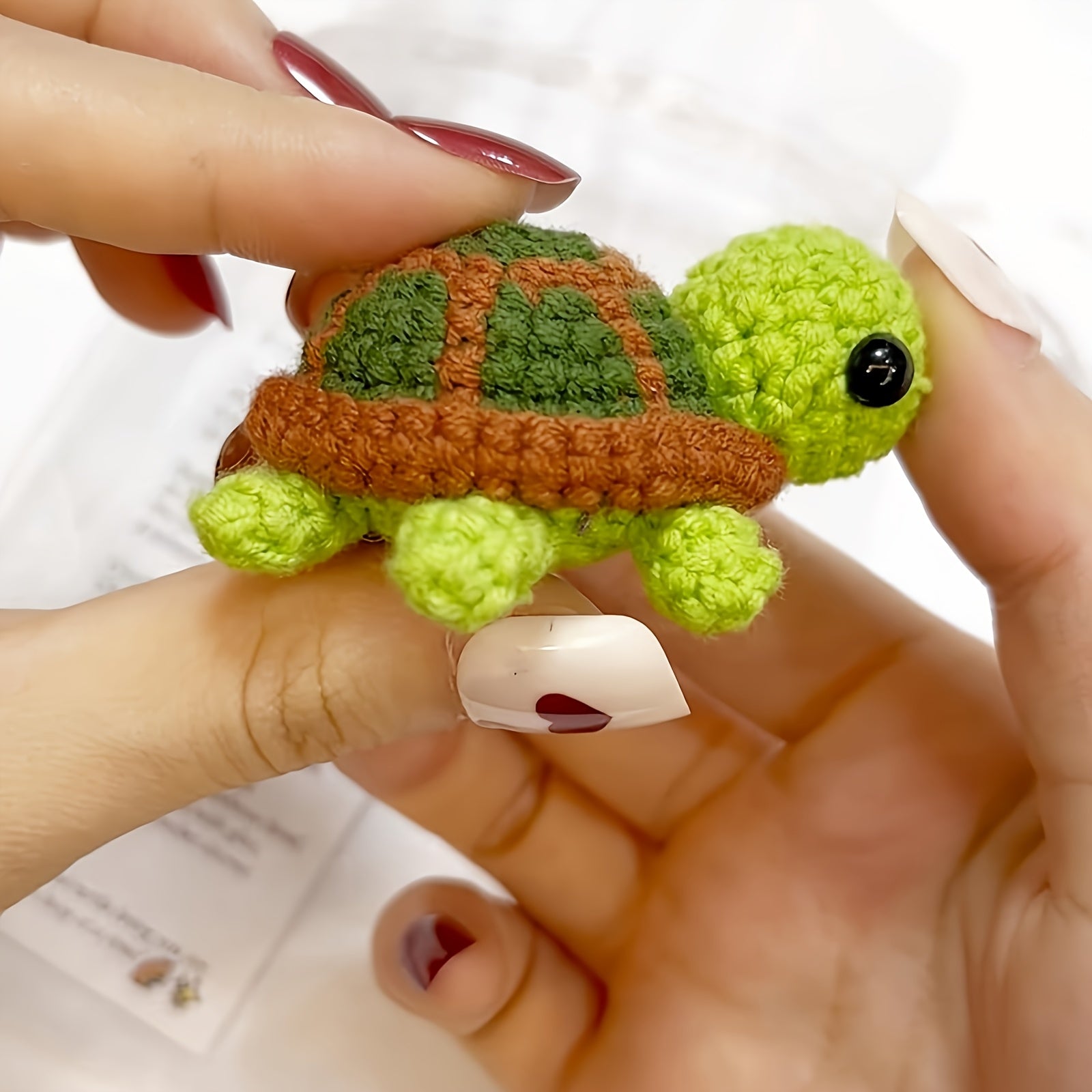 Crochet Sea Turtle Pocket Hug Token Mixed Fabric Inspirational Novelty Gift