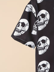 Boys Short Sleeve Skull Shirts Casual Stretch Tops For Summer