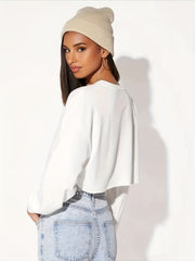Drop Shoulder Crop Pullover Active Sweatshirt