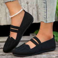 Women's Mary Janes Knitted Mesh Flat Shoes Lightweight Summer Shoes