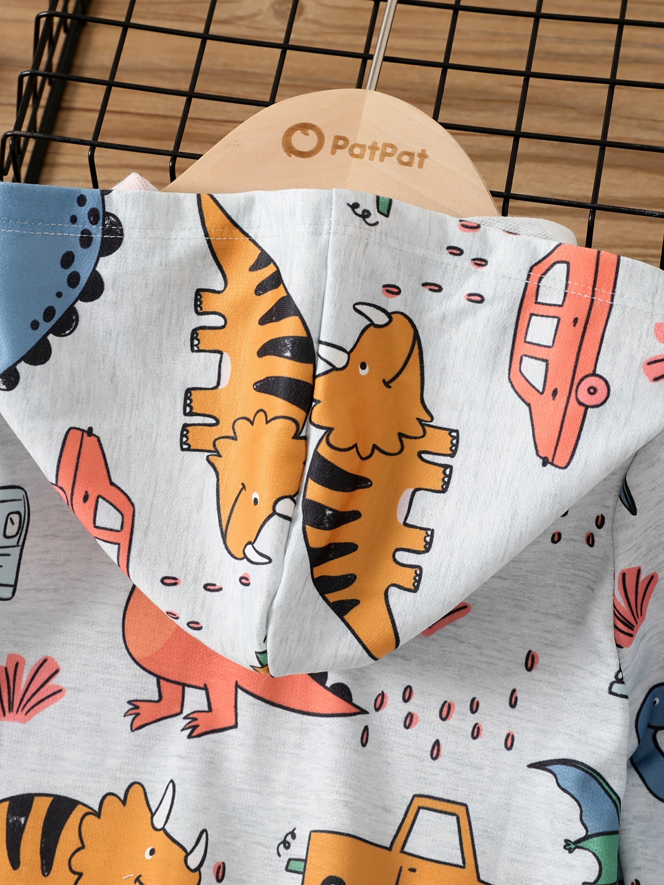 Boys Dino Car Print Sweatsuit Hoodie Coat