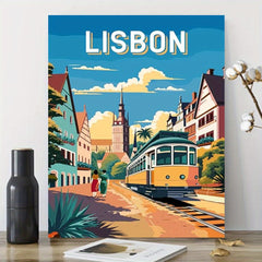 8pcs Scenic Towns Under Buildings 40 64x50 Frameless DIY Acrylic Painting Kit