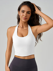 Halter Neck Sports Bra Fixed Cup Fitness Shockproof Sports Bra