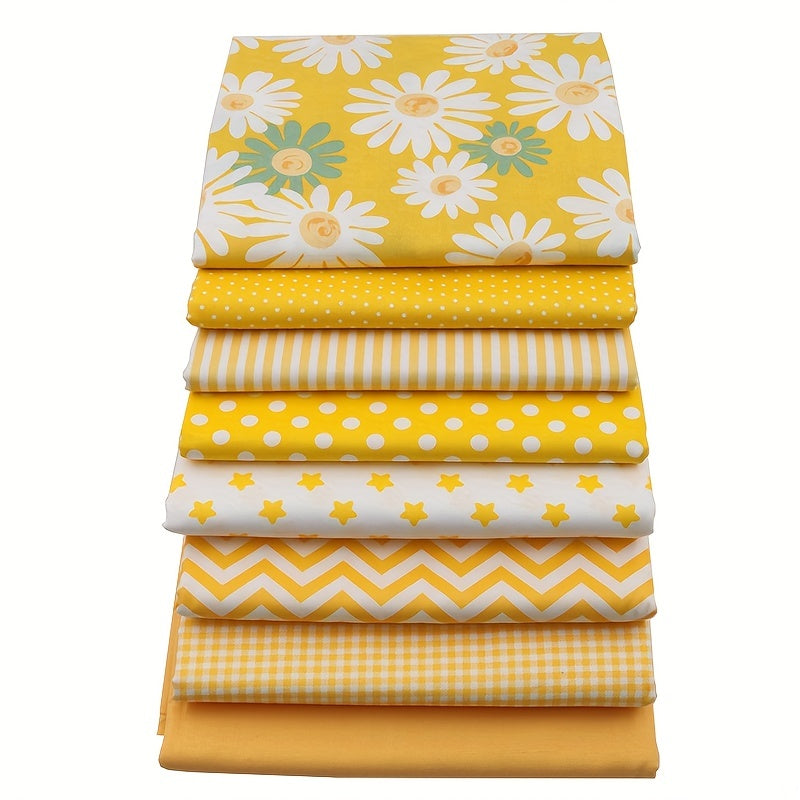 8pcs Yellow Series Fabric Patchwork DIY Sewing Quilting Material