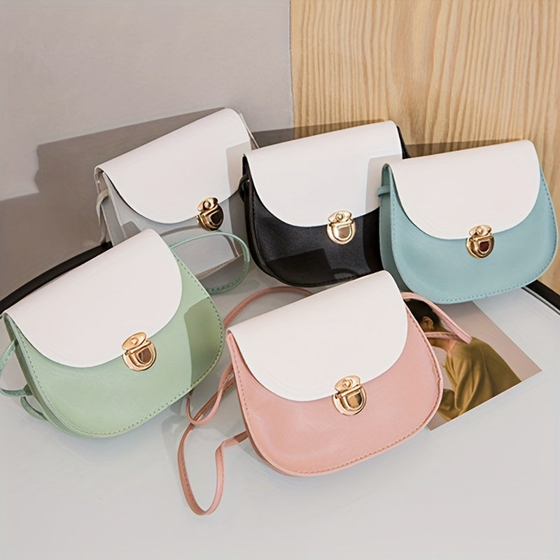Girls Contrast Saddle Bag Shoulder Crossbody Coin Bag
