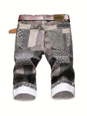 Men's Casual Stars Print Cotton Jean Shorts