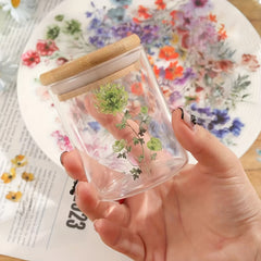 50pcs Floral Stickers Waterproof Transparent PET for DIY Journals Fridge