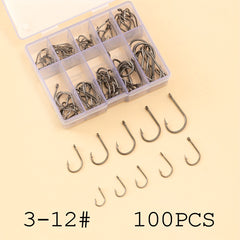 100pcs High Carbon Steel Offset Circle Hooks Strong Octopus Barbed Fishing Hooks