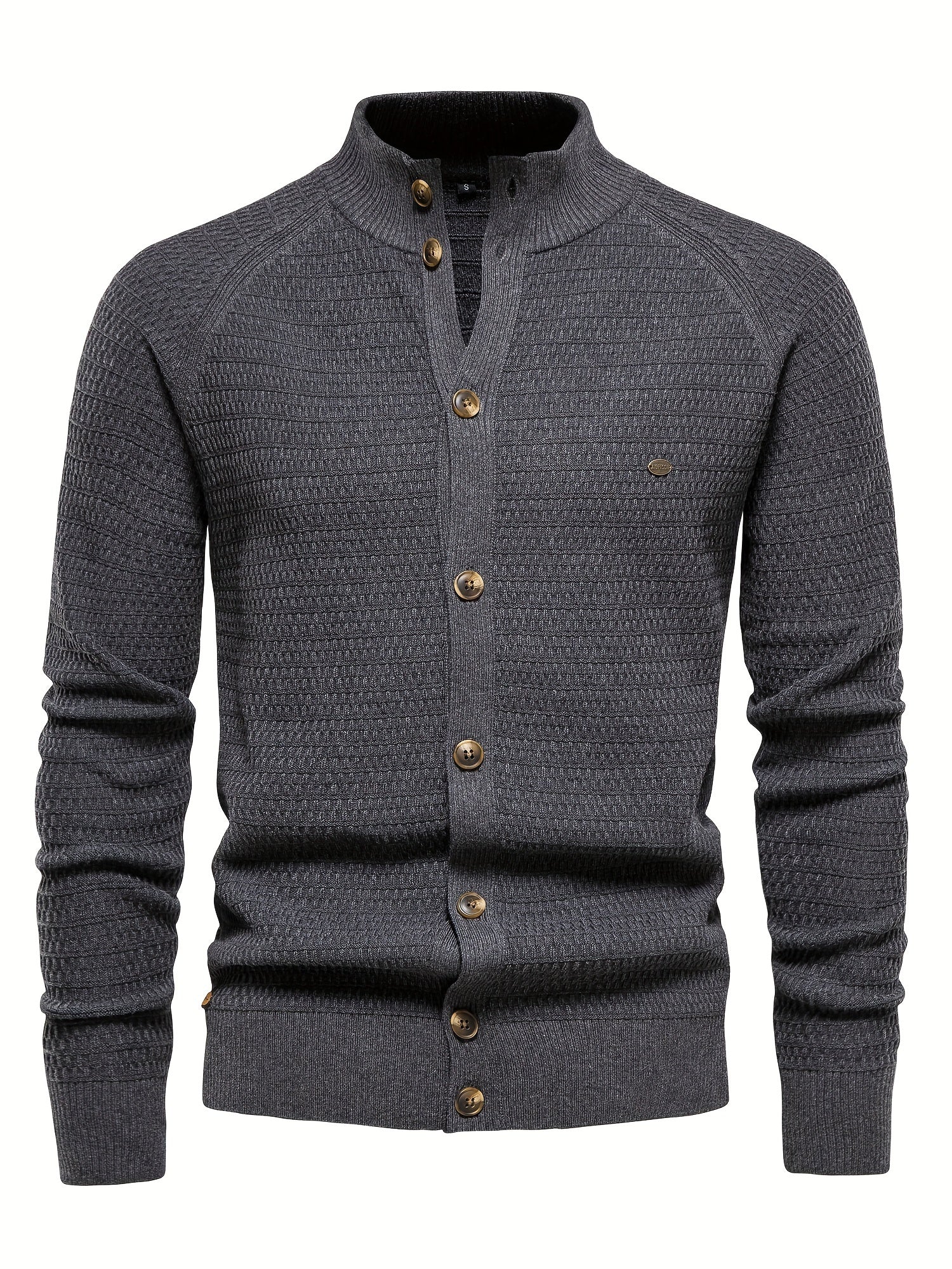 Men's Knitted Cardigan Mock Neck Sweater