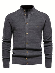 Men's Knitted Cardigan Mock Neck Sweater