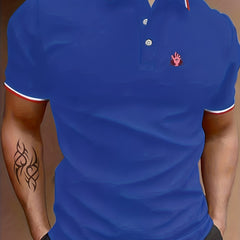 Men's Hand Graphic Polo Shirt Casual Breathable Button Up Short Sleeve Shirt