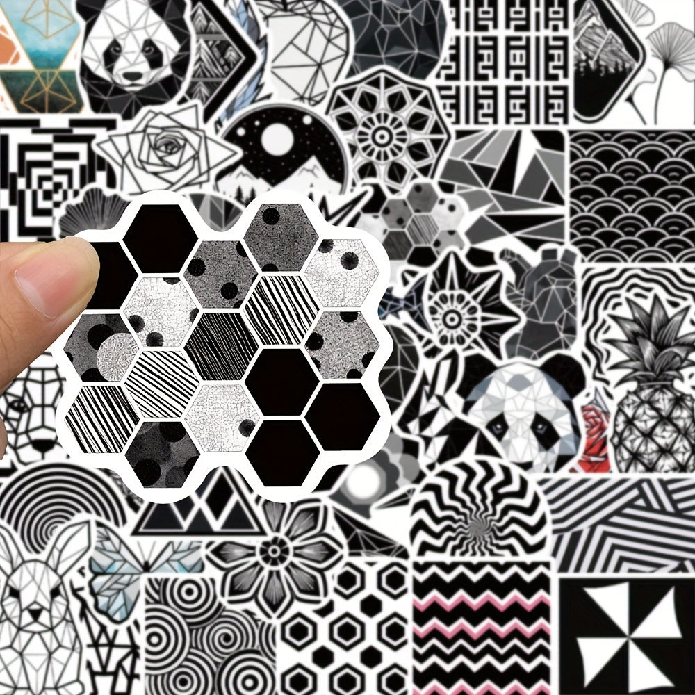 52pcs Geometric Pattern Graffiti Stickers for Book Luggage Notebook Waterproof