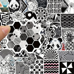 52pcs Geometric Pattern Graffiti Stickers for Book Luggage Notebook Waterproof