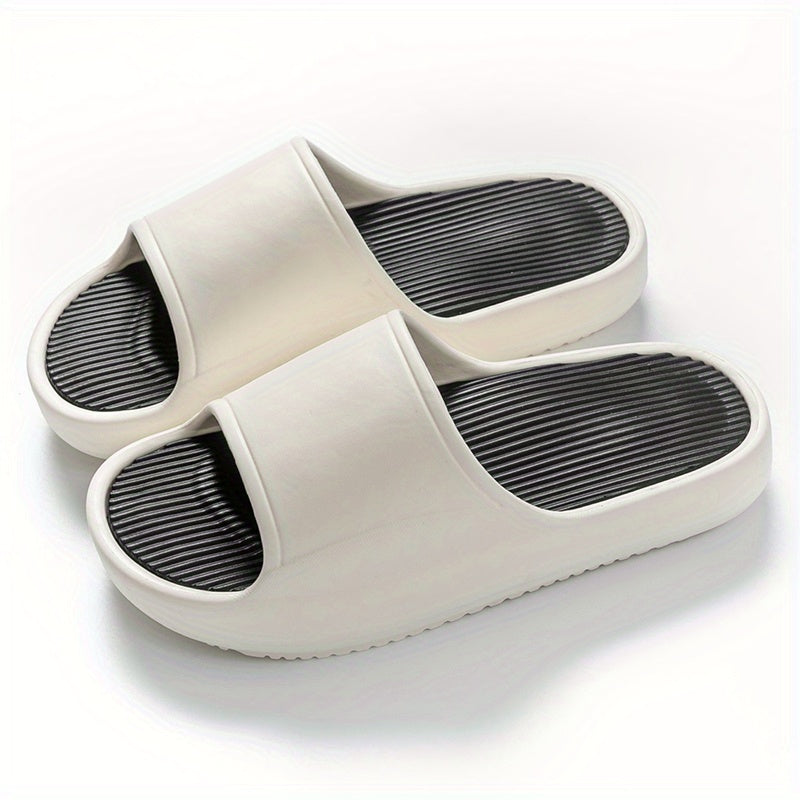 Men's Block Slip On Platform Slides Unisex Open Toe Slippers