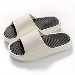 Men's Block Slip On Platform Slides Unisex Open Toe Slippers