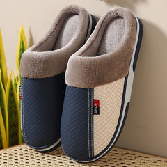Men's Colorblock Cotton Non-slip Slippers Warm Cozy Slides