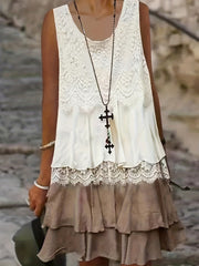 Summer Lace Top & Layered Skirt Set for Women