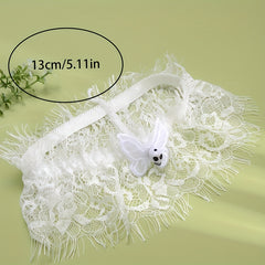 Lace Leg Band Sexy Elastic Leg Straps With Butterfly Shape Ghost Face Ornament