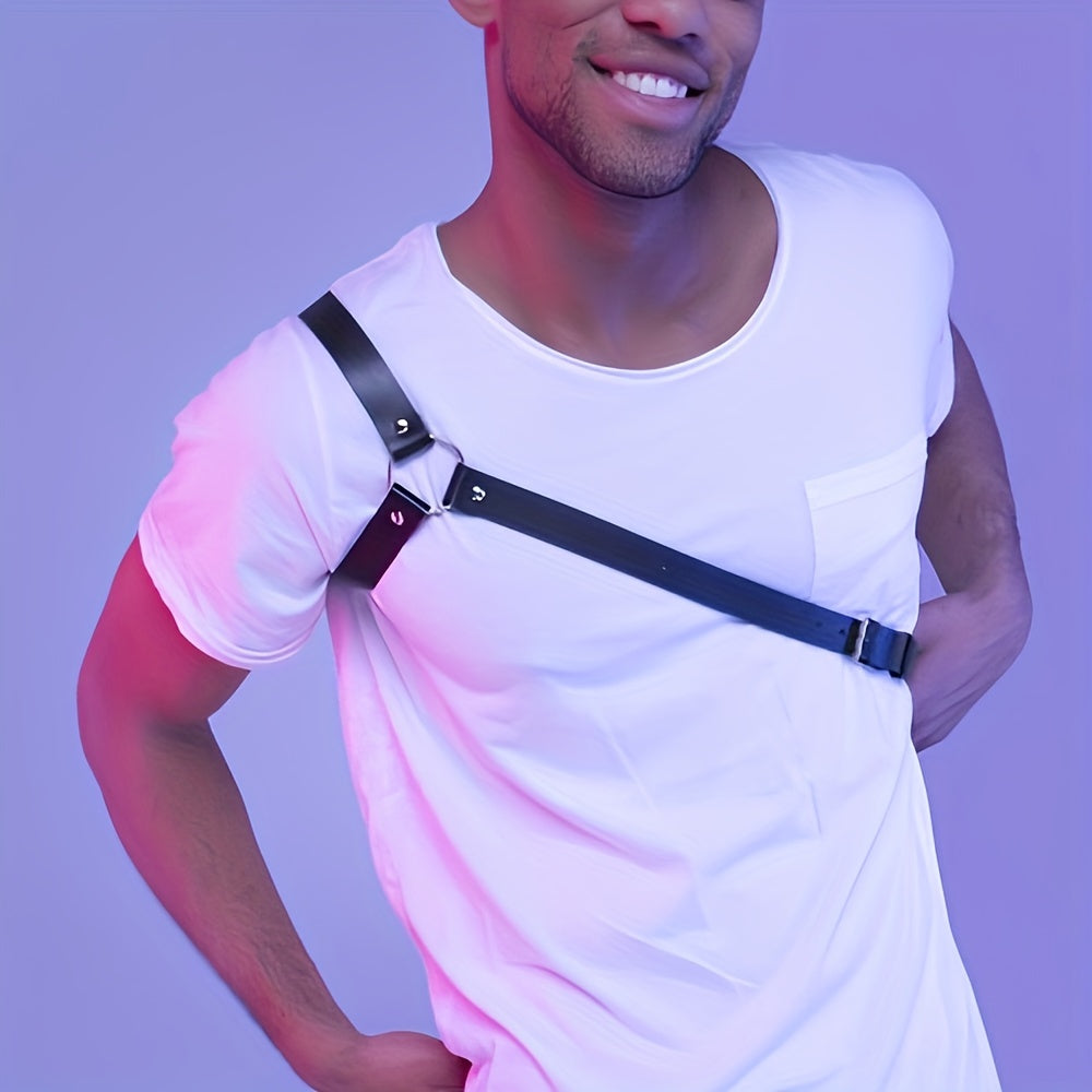 Men's PU Leather Shoulder Strap Body Belt for Daily Wear Party Costume