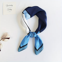 Flower Print Square Scarf Block Neckerchief Silk Bandana Head Wrap