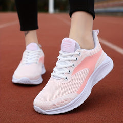 Women's Mesh Sneakers Letter Patched Lace Up Running Shoes