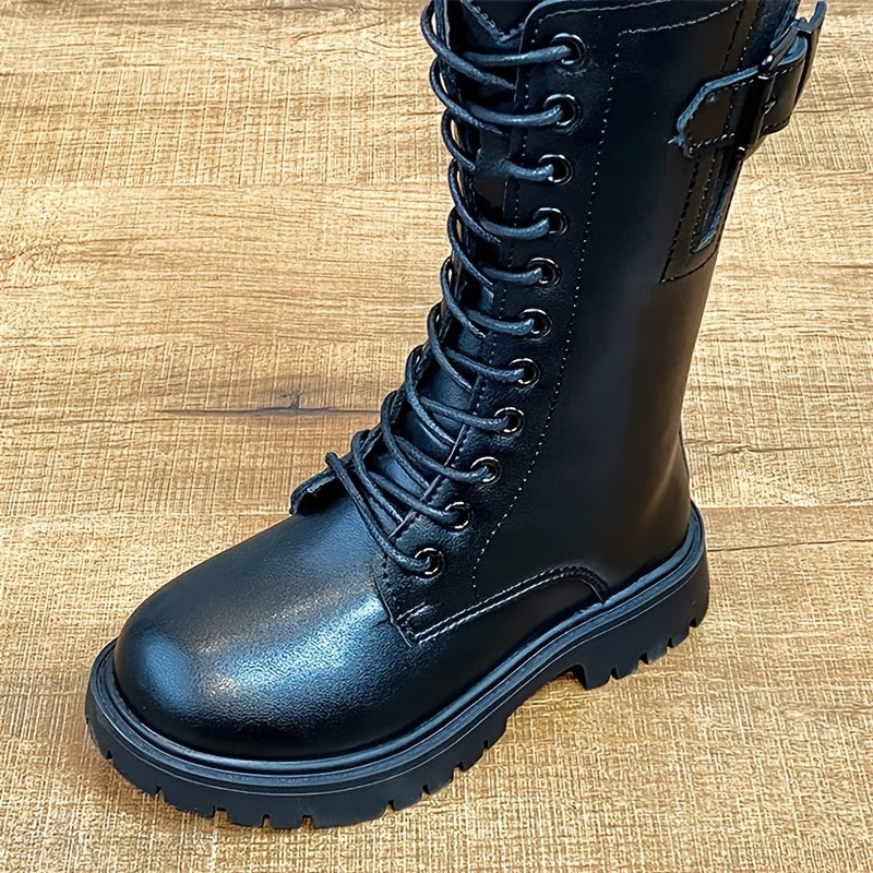 Girls High Top Winter Boots Leather Side Zipper Kids Shoes
