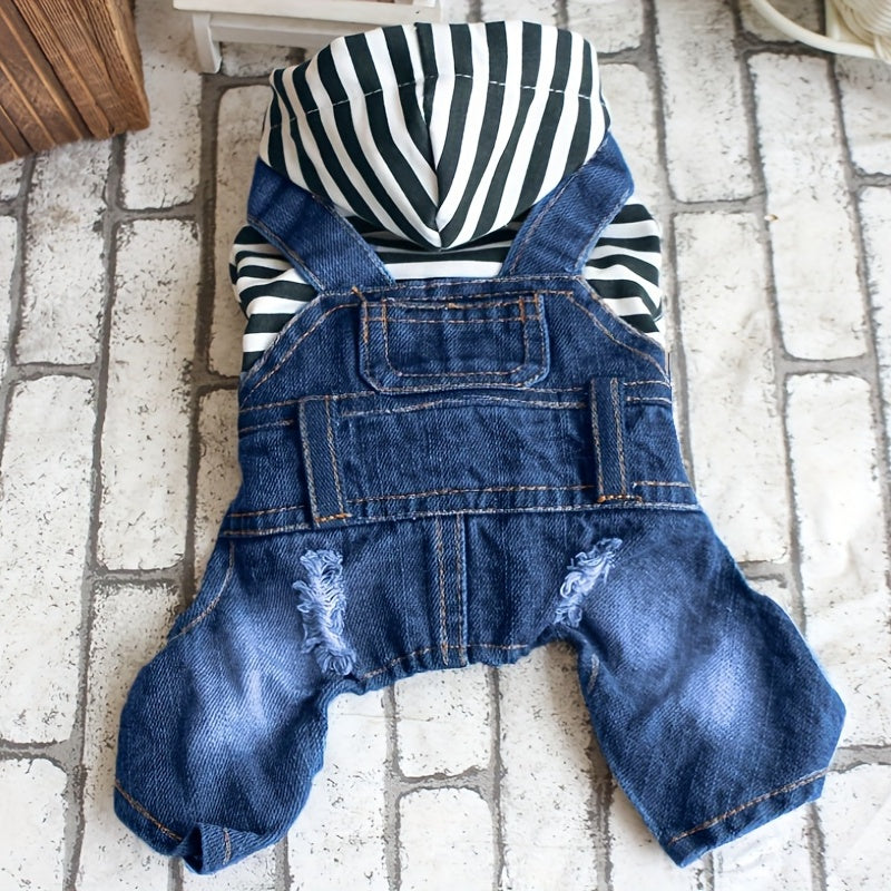 Pet Denim Hooded Coat Jacket for Dogs and Cats