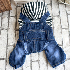 Pet Denim Hooded Coat Jacket for Dogs and Cats