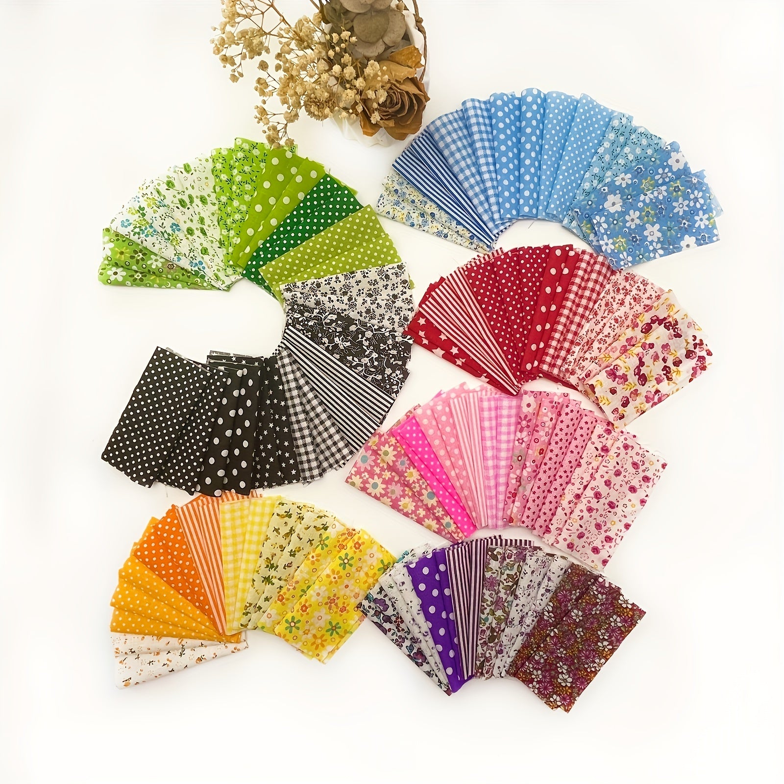 100pcs 9 Square Cotton Quilted Patch Fabric DIY Sewing Fabric