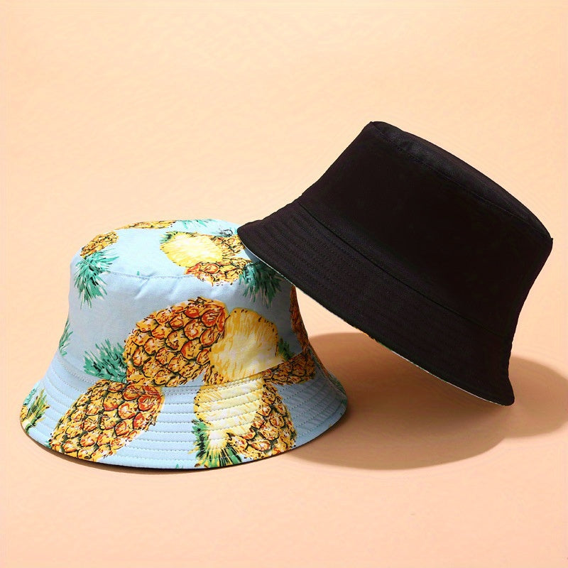 Fruit Print Cartoon Bucket Hat Reversible Basin Fisherman Cap