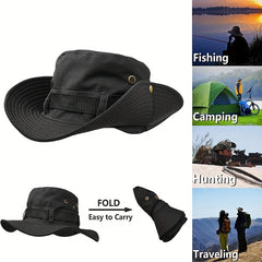 Foldable Bucket Hat Sun Hat Drawstring Boonie Hat Wide Brim Cap