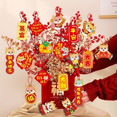 18PCS Spring Bonsai Decorations Set Year Pendant Desktop Accessories