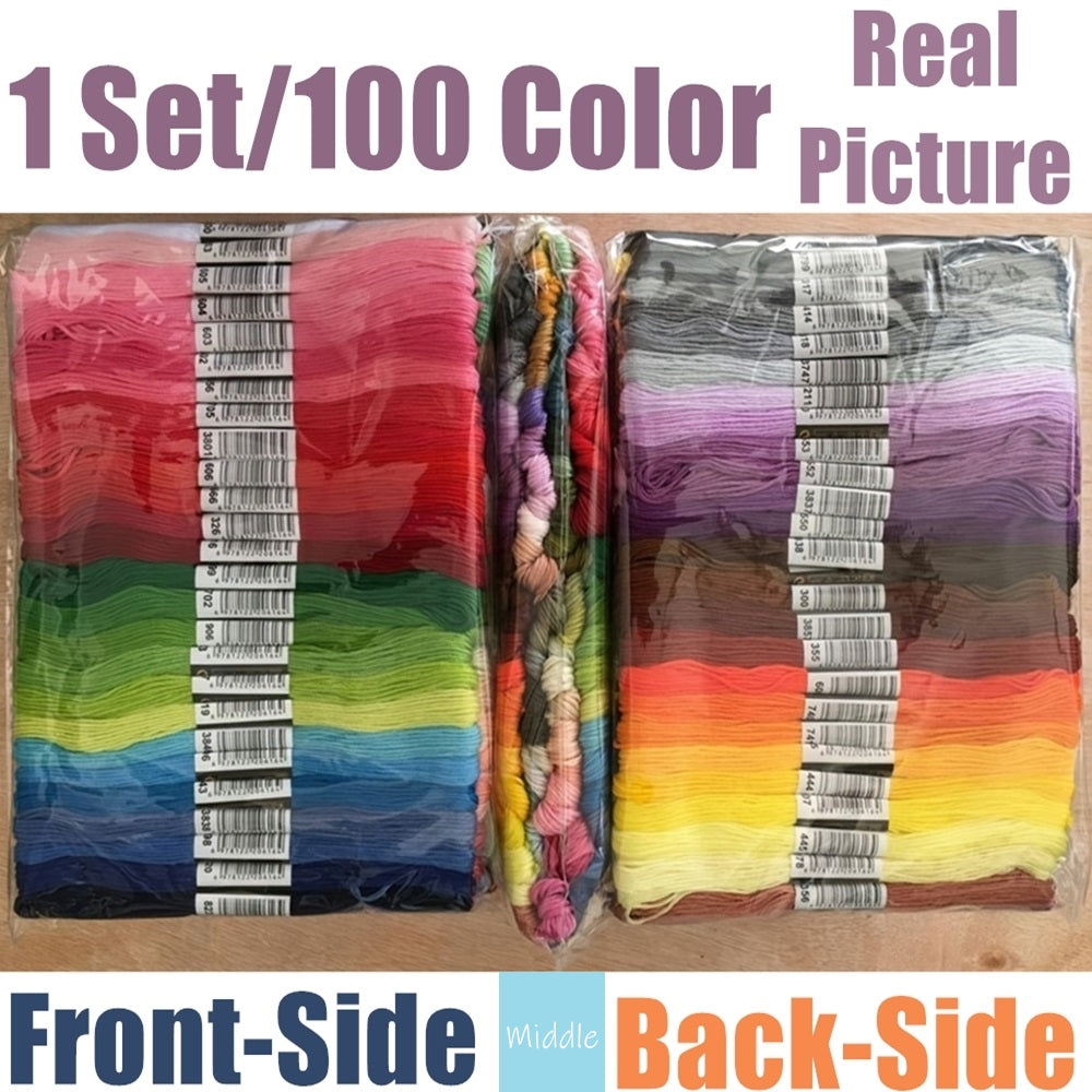 100 Colors Embroidery Thread Cross Stitch Sewing Skeins DIY Floss Kit