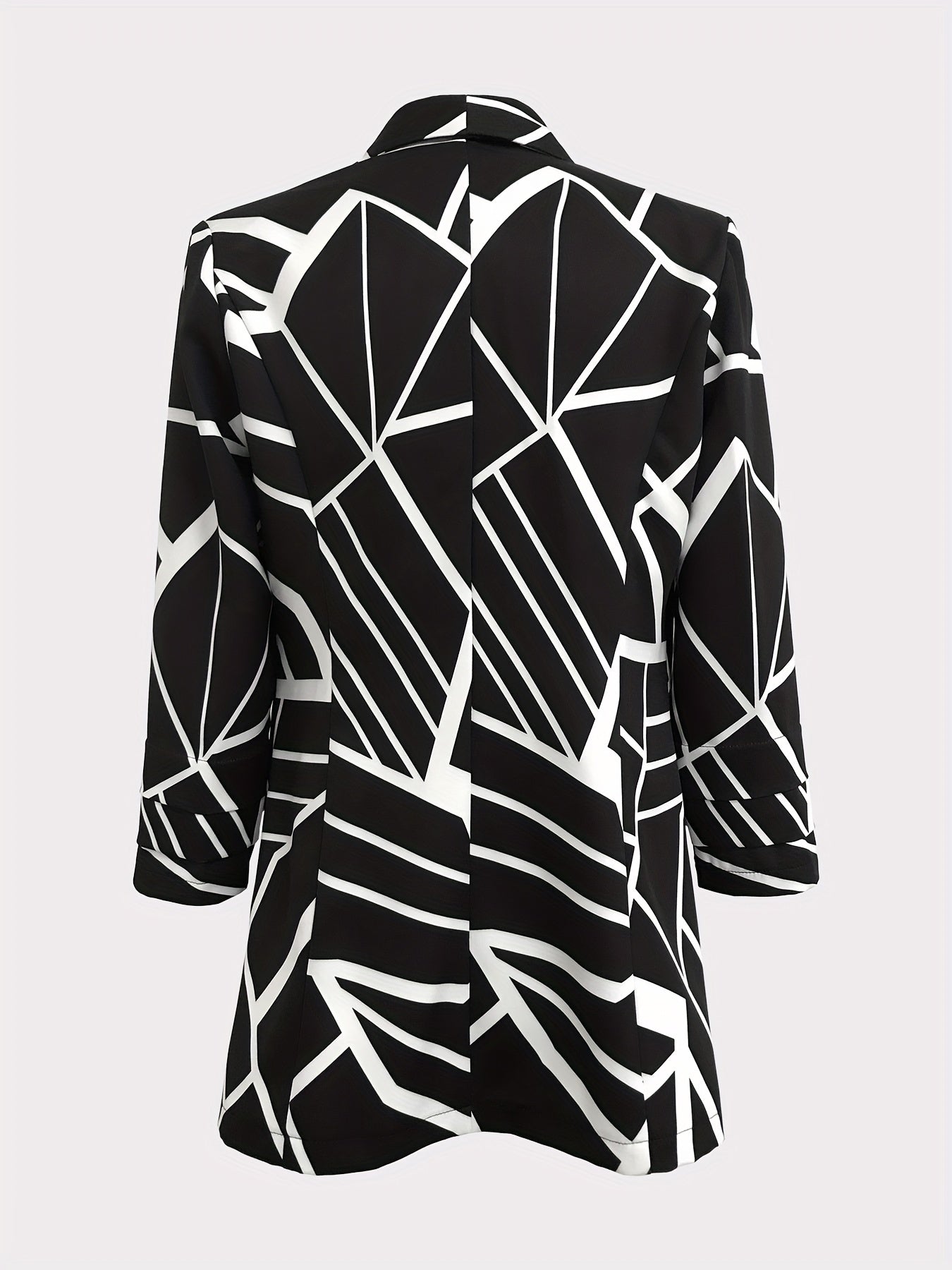 Abstract Print Open Front Blazer Long Sleeve Office Work Women's Clothing