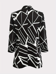 Abstract Print Open Front Blazer Long Sleeve Office Work Women's Clothing
