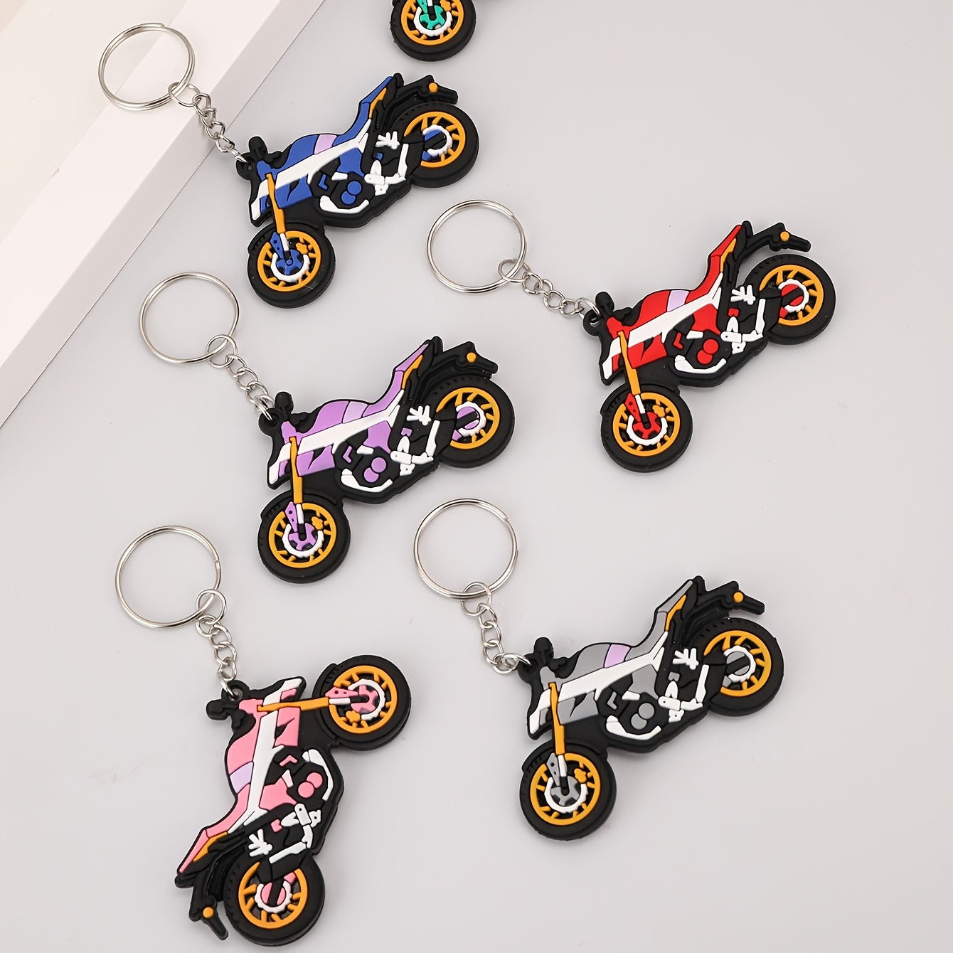6pcs Anime Motorcycle Keychain Cartoon Bag Key Chain Keyring Ornament