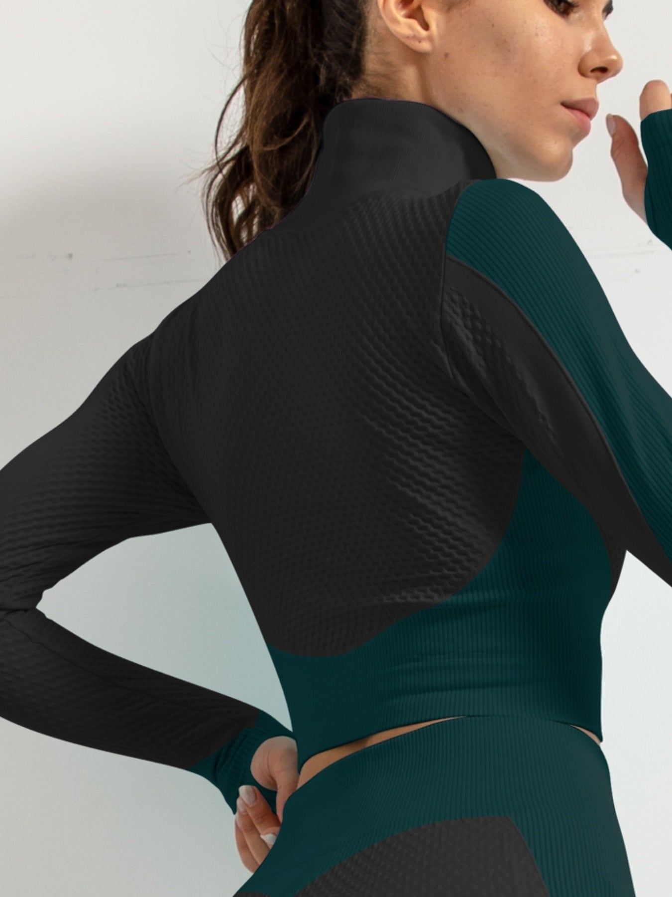Zipper Style Women's Seamless Athletic Long Sleeves Sports Running Shirt