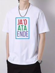 Colorful Letter Pattern Print Men's Graphic Cotton Crew Neck T shirt