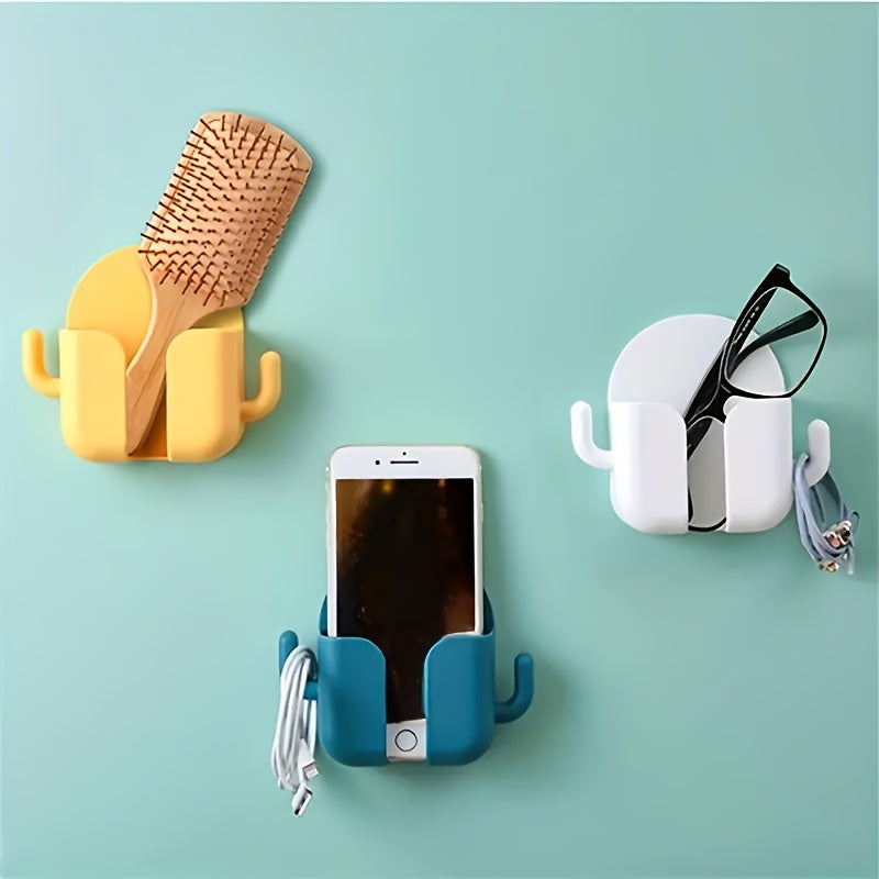 Phone Charging Stand Holder with Hooks Remote Control Storage