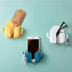 Phone Charging Stand Holder with Hooks Remote Control Storage