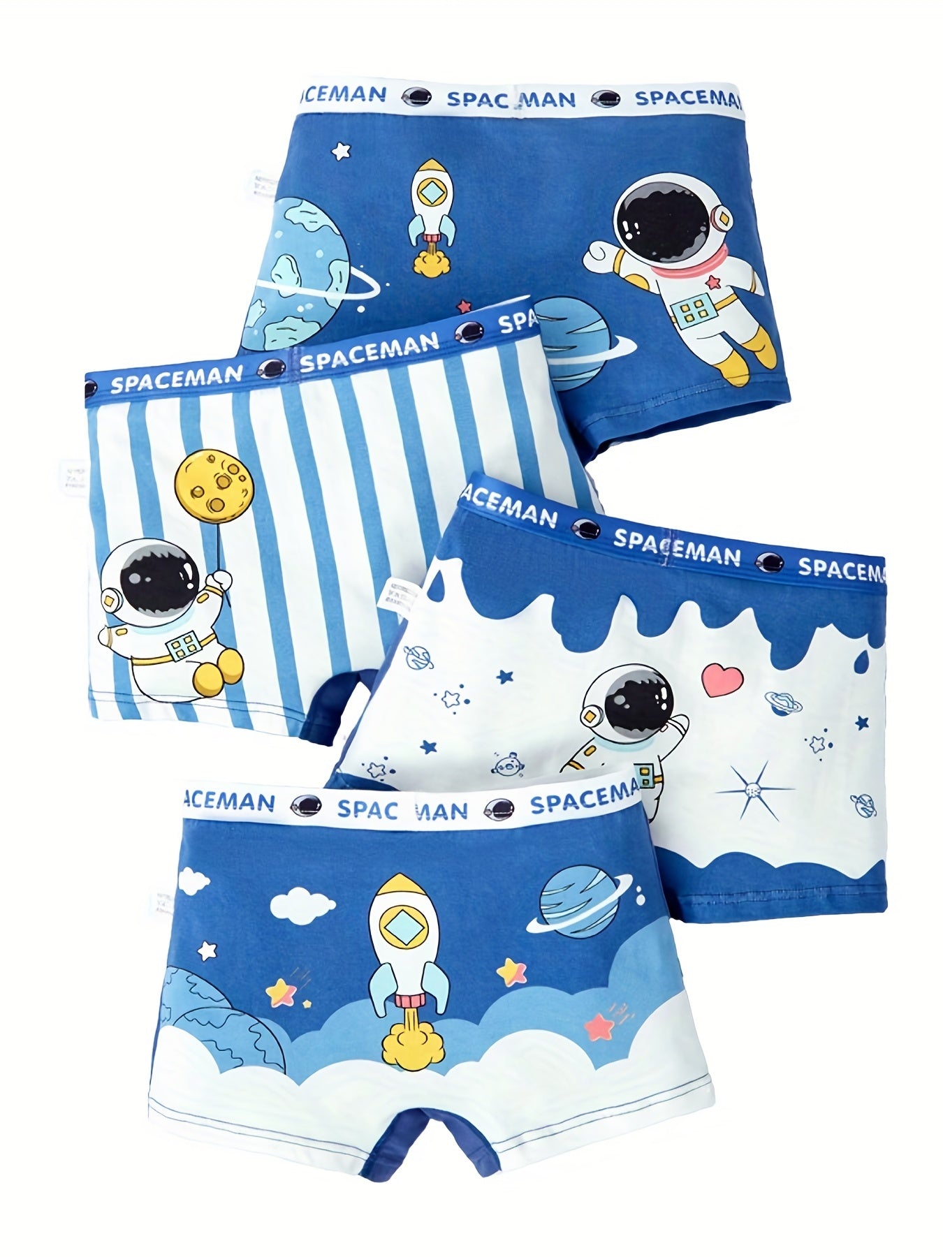 4pcs Boy's Astronaut Graphic Boxer Briefs Underwear Clothes